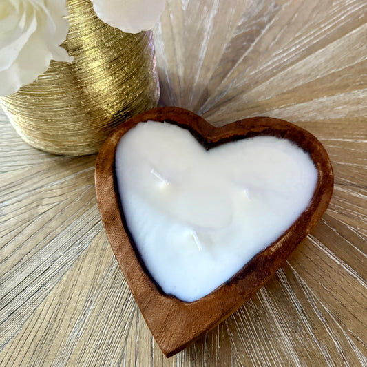 Handcrafted Heart Dough Bowl 3 Wick Candle